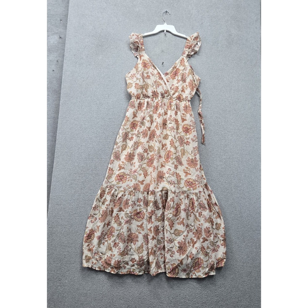 Torrid Women Dress 2 Orange Floral Ruffle Surplice Maxi A Line Faux Wrap Lined